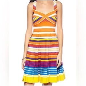 Calvin Klein Multi-Colored Bright Striped Fit and Flare Dress